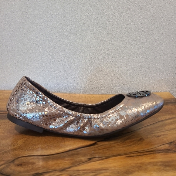 Tory Burch Heidi Metallic Snake Print Ballet Flats - Picture 6 of 12